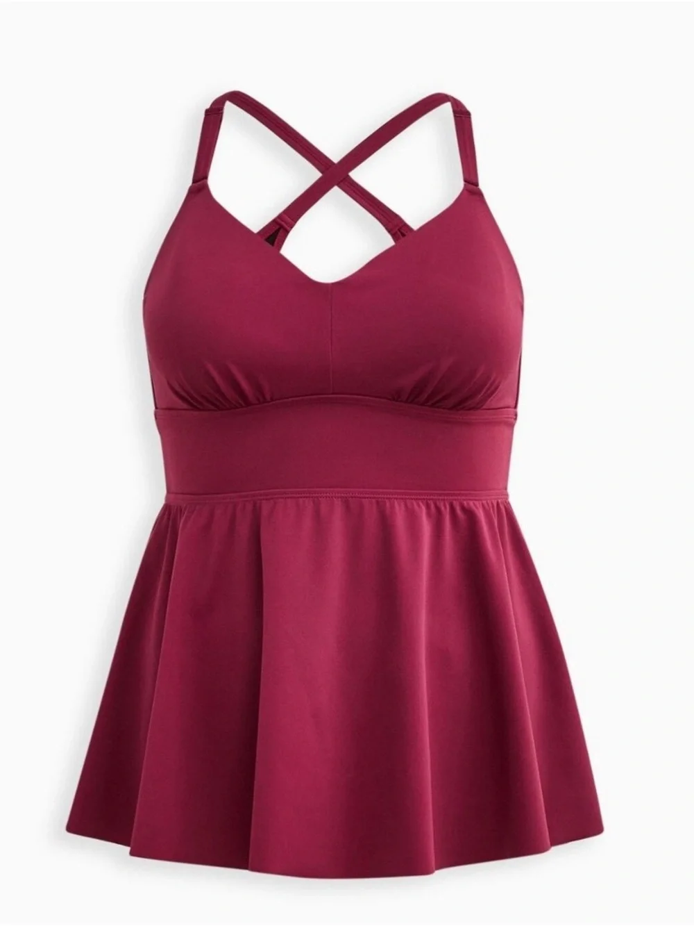 BloomChic NWT 14-16 deep wine Skirted Swim top